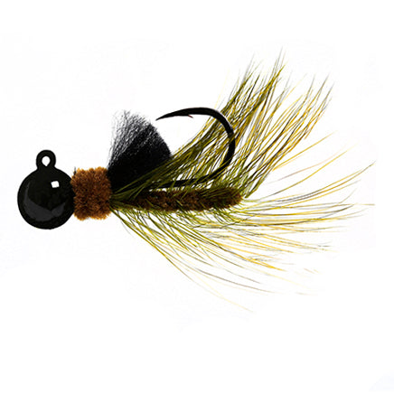 Aerojig Hackle 1/8 to 1/4 Ounce - Black & Dark Olive, Black