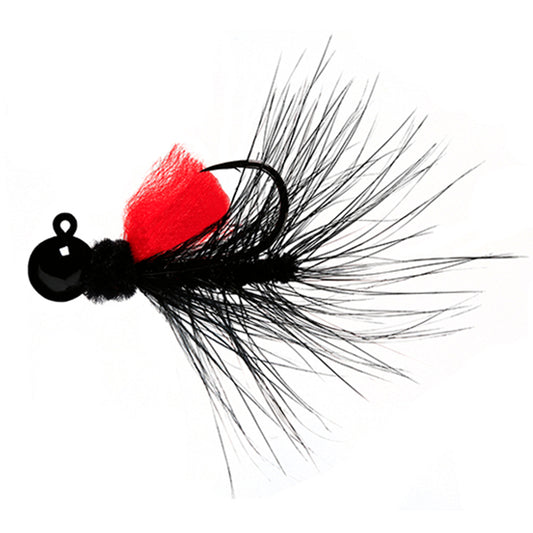 Aerojig Hackle 1/16 to 1/4 Ounce - Black & Black, Flame