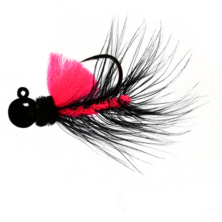 Aerojig Hackle 1/8 to 1/4 Ounce - Black & Black, Cerise