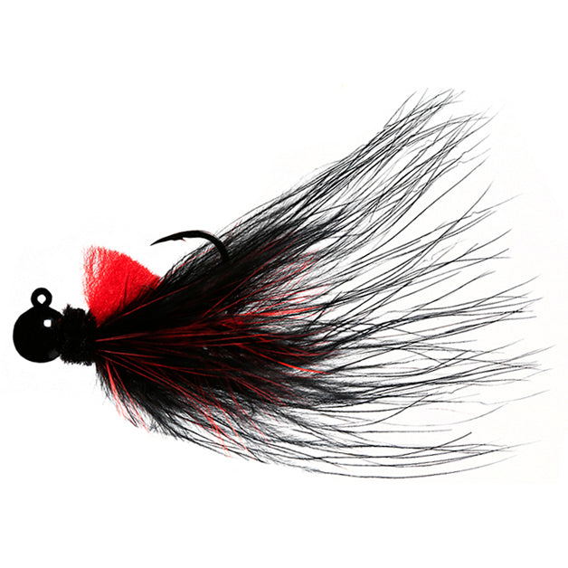 Aerojig Marabou 1/8 to 1/4 Ounce - Black & Black, Flame