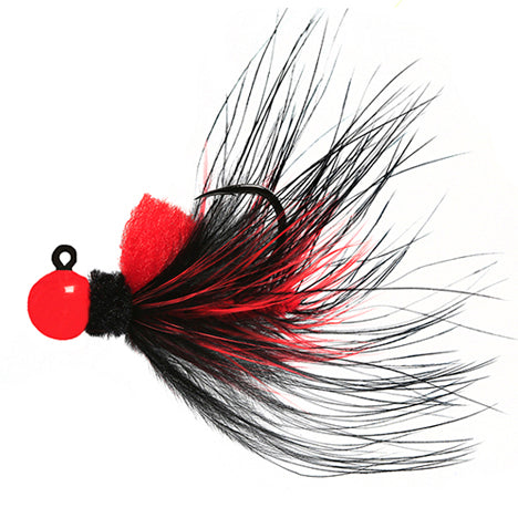 Aerojig Marabou 1/8 to 1/4 Ounce - Red & Black, Red, Flame