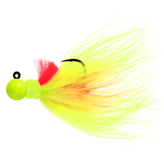 Aerojig Marabou 1/8 to 1/4 Ounce - Chartreuse & Chartreuse, Red, Flame