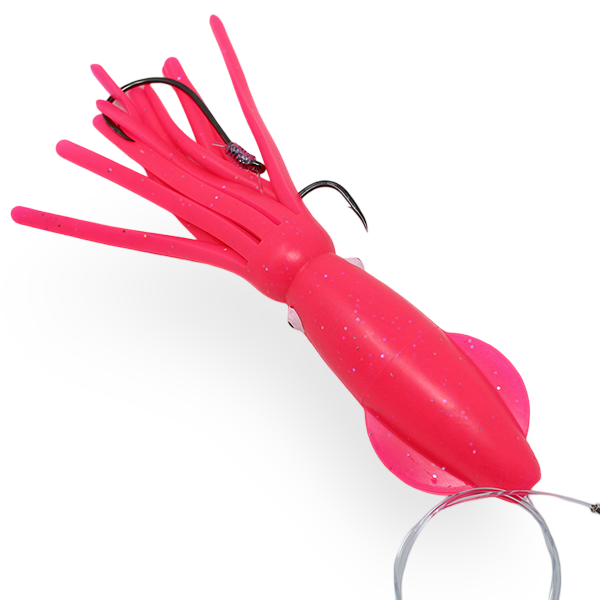 B2 Squid Halibut Rig Glow Neon Pink