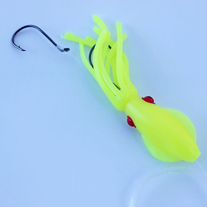 B2 Squid Salmon Trolling Rig Glow Caution Tape Yellow