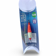 Beau Mac Otori squid jig deluxe skinny in Red Glow UV color for squid fishing in the Pacific Northwest
