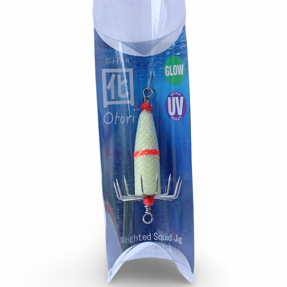 Beau Mac Otori squid jig deluxe standard in Natural Glow UV color for squid fishing in the Pacific Northwest