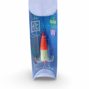 Beau Mac Otori squid jig deluxe standard in Red Glow UV color for squid fishing in the Pacific Northwest