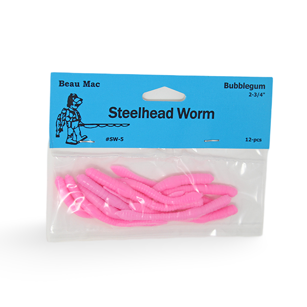 Beau Mac Steelhead Worms 2 Bubblegum