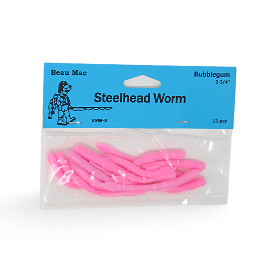 Beau Mac Steelhead Worms 2 Bubblegum