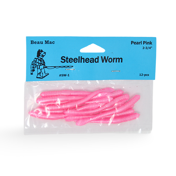 Beau Mac Steelhead Worms 2 Pearl Pink