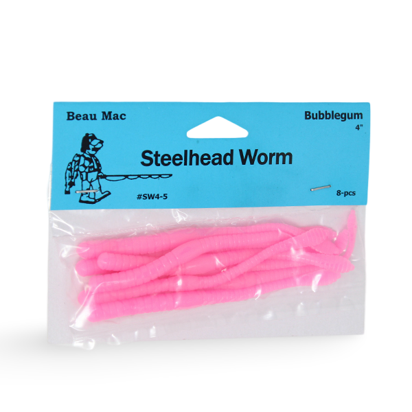 Beau Mac Steelhead Worms 4 Bubblegum