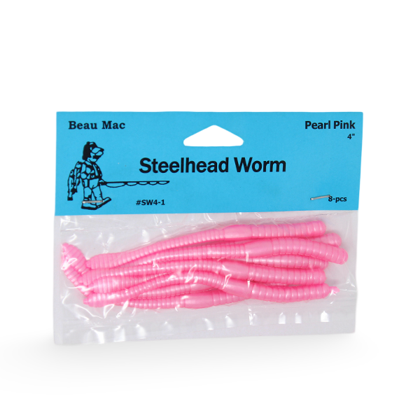Beau Mac Steelhead Worms 4 Pearl Pink
