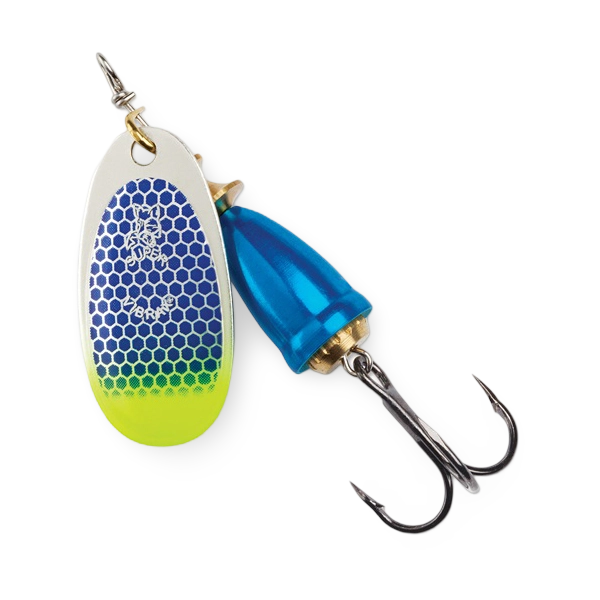 Blue Fox Vibrax Spinner Blue Scale Chartreuse Tip UV