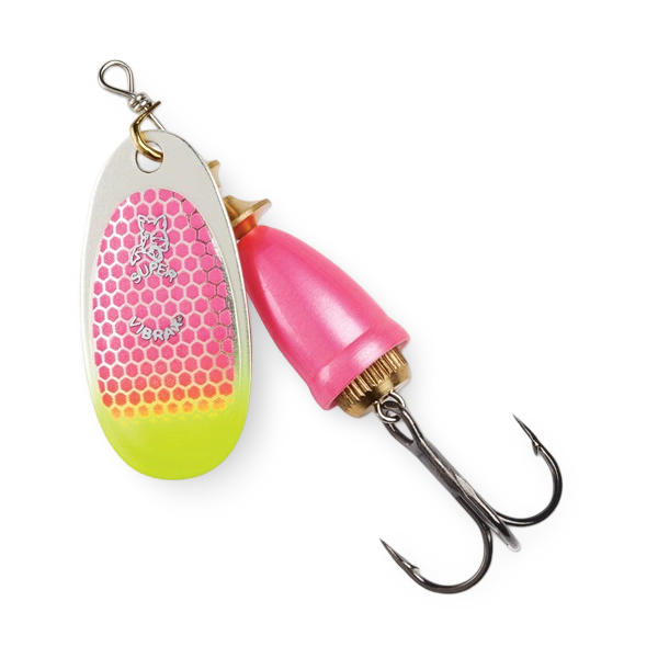 Blue Fox Vibrax Spinner Pink Scale Chartreuse Tip UV