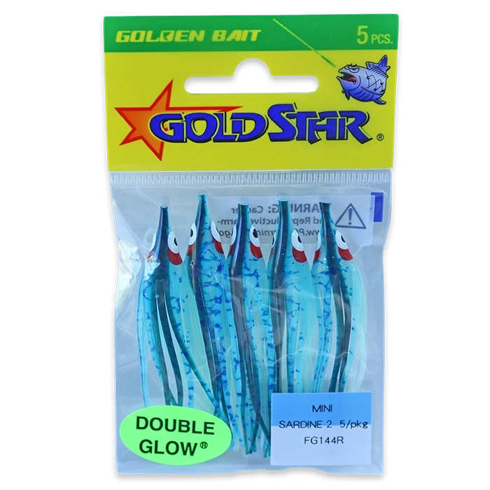 Gold Star Yamashita Mini Sardine Squid FG144R Glow Blue Splatter