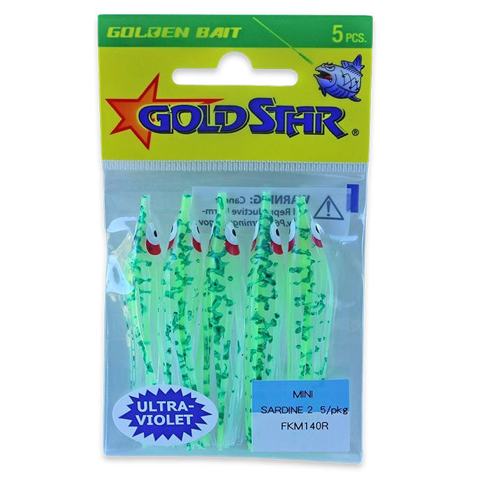 Gold Star Yamashita Mini Sardine Squid FKM140R UV Chartreuse Splatter