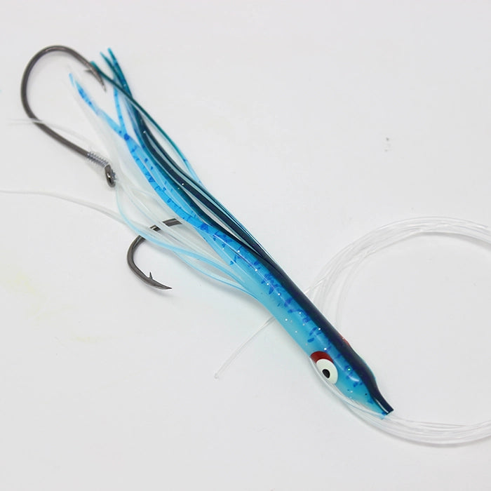 Gold Star Yamashita Needlefish Salmon Trolling Rig Glow Blue Splatter