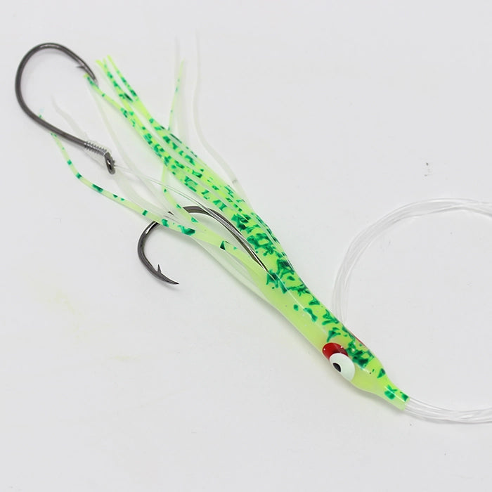 Gold Star Yamashita Needlefish Salmon Trolling Rig Glow Chartreuse Splatter