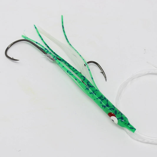 Gold Star Yamashita Needlefish Salmon Trolling Rig Glow Green Splatter