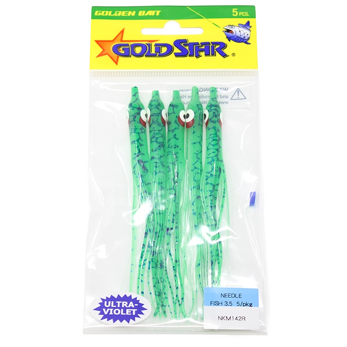 Gold Star Yamashita Needlefish Squid NKM142R UV Green Splatterback