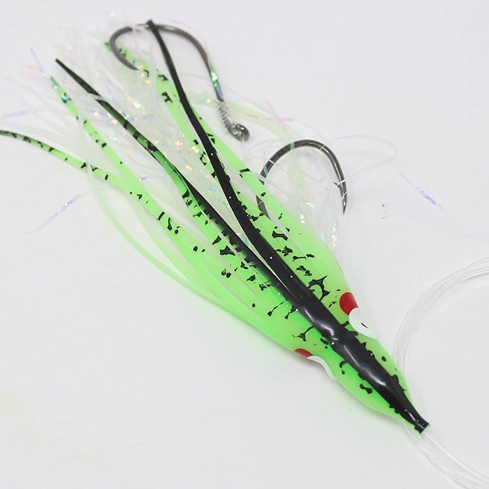 Gold Star Yamashita Octopus Salmon Trolling Rig Glow Green Black Splatter