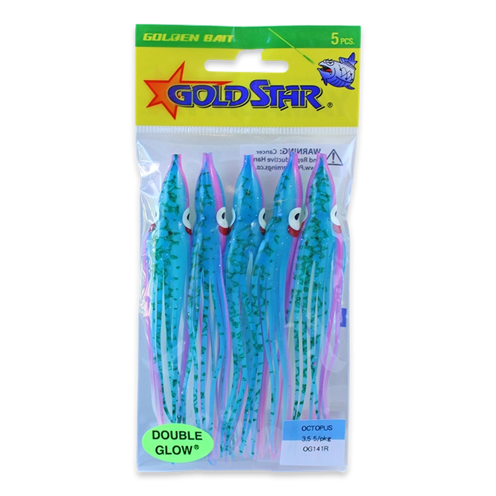 Gold Star Yamashita Octopus Squid OG141R Glow Blue Splatter Pink Stripe