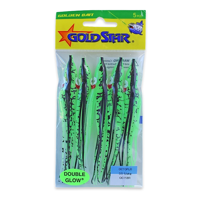 Gold Star Yamashita Octopus Squid OG158R Glow Green Black Splatter