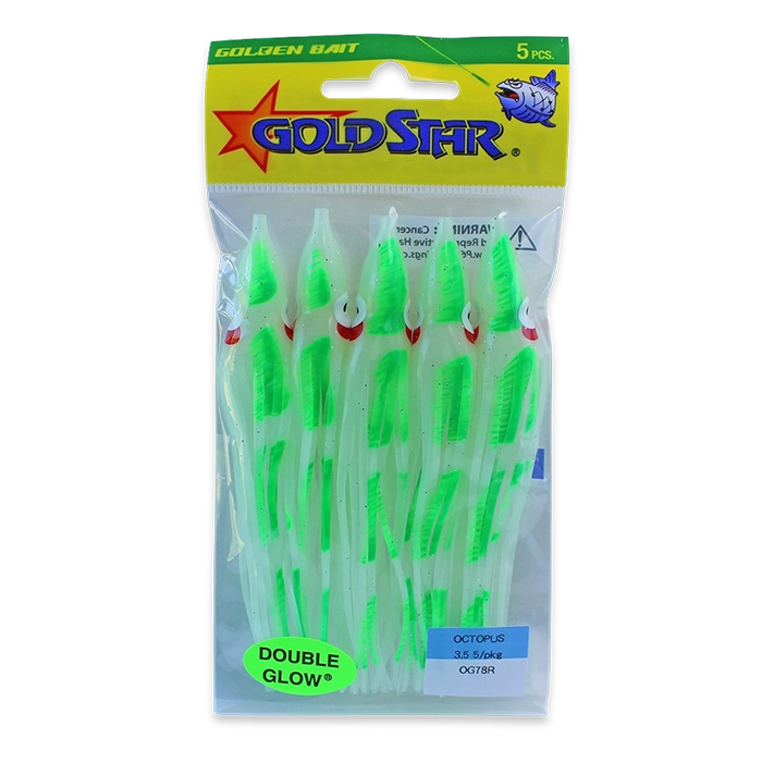 Gold Star Yamashita Octopus Squid OG78R Glow Green Dot