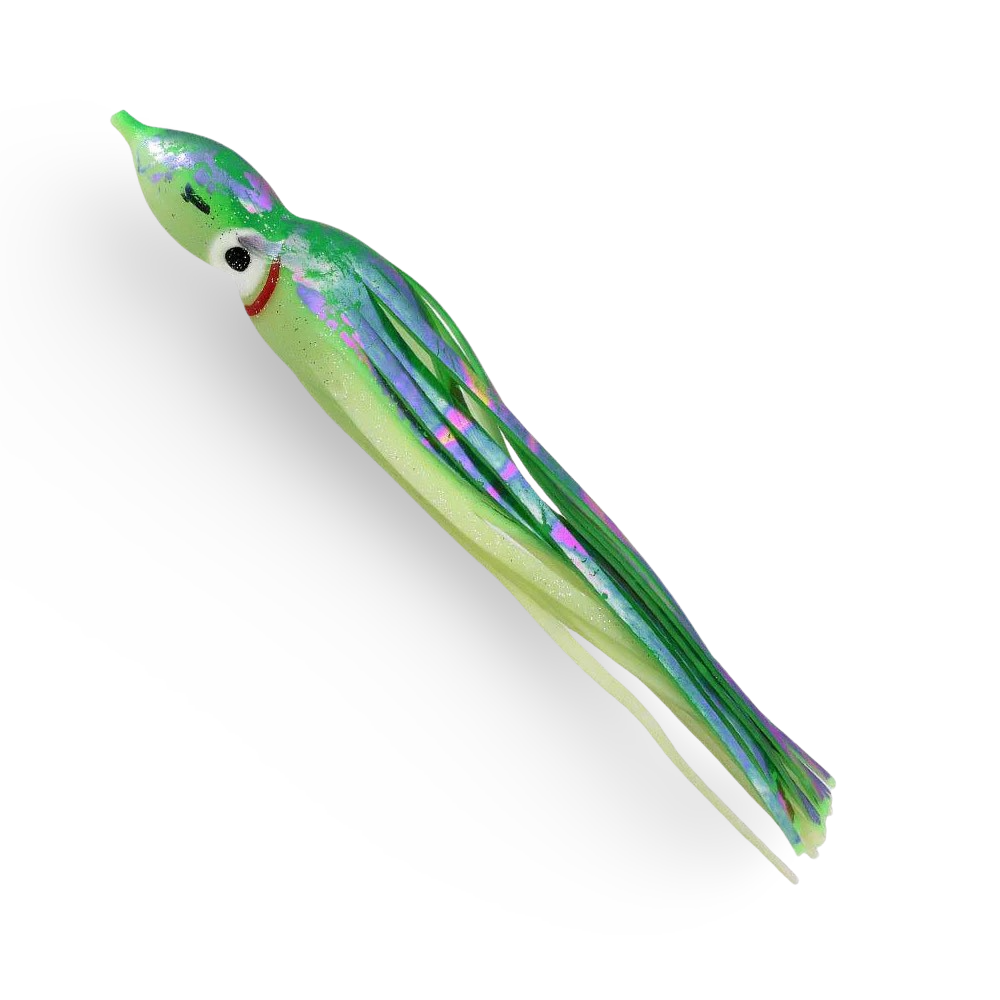 Delta Tackle Jumbo Squid Body 9" - 2-Pack Green Oil Slick/Glow