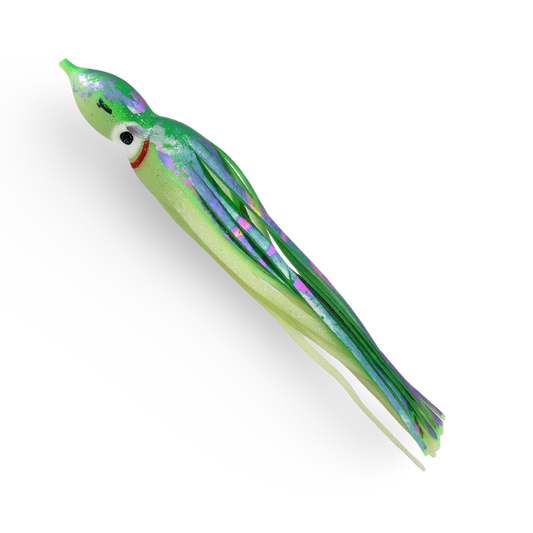 Delta Tackle Jumbo Squid Body 9" - 2-Pack Green Oil Slick/Glow