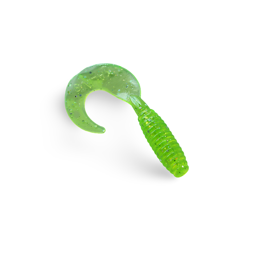 Kalin's Lunker Grubs 3" and 5", 10-pack - Chartreuse Hologram