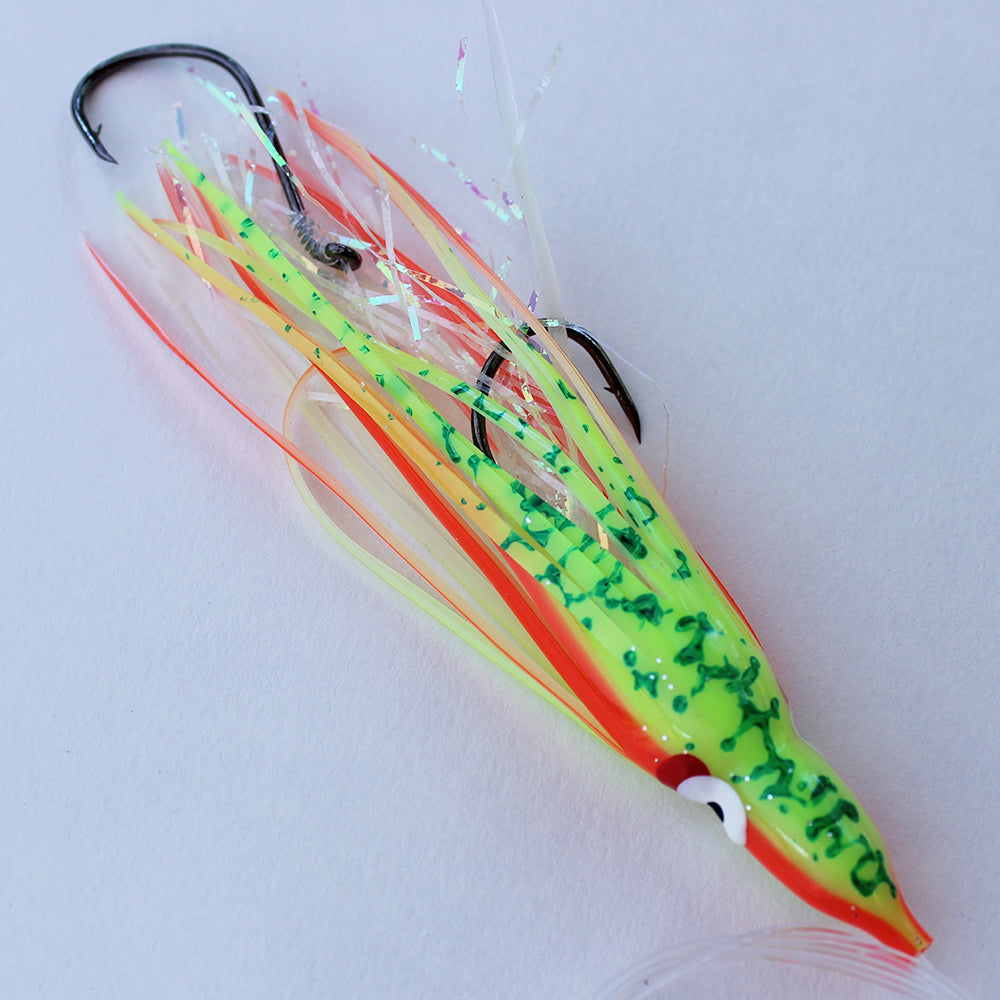 Salmon Trolling Rig - Gold Star Glow Chartreuse Spatterback Red Stripe OG236R