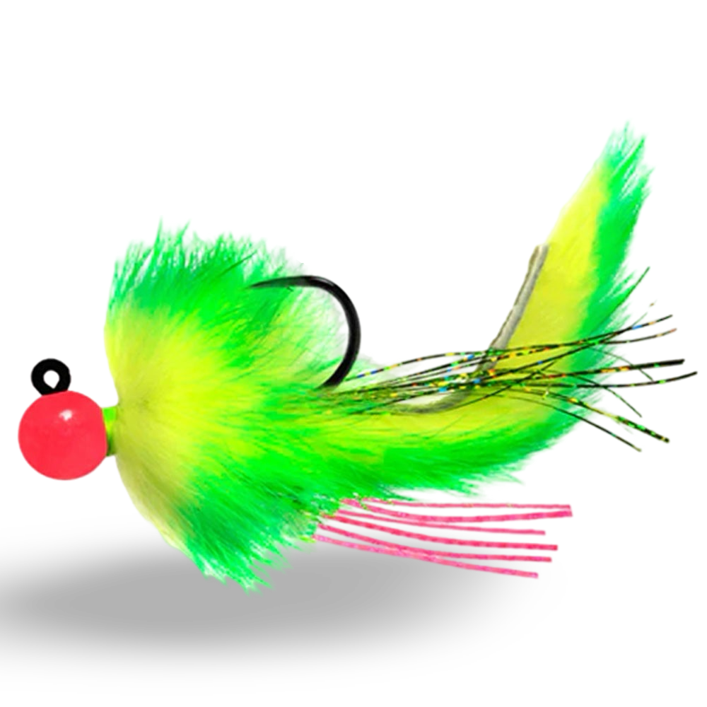 Aerojig Twitching Jig 3/8 to 1/2 Ounce - Corkie Pink & Chartreuse, Green