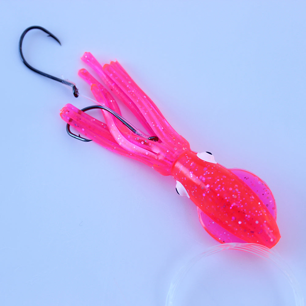 Salmon Trolling Rig - B2 Squid 4" Glitter Pink