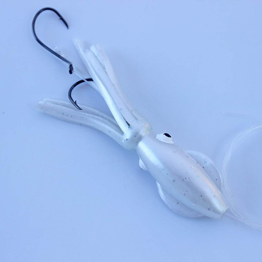 Salmon Trolling Rig - B2 Squid 4" Pearl White