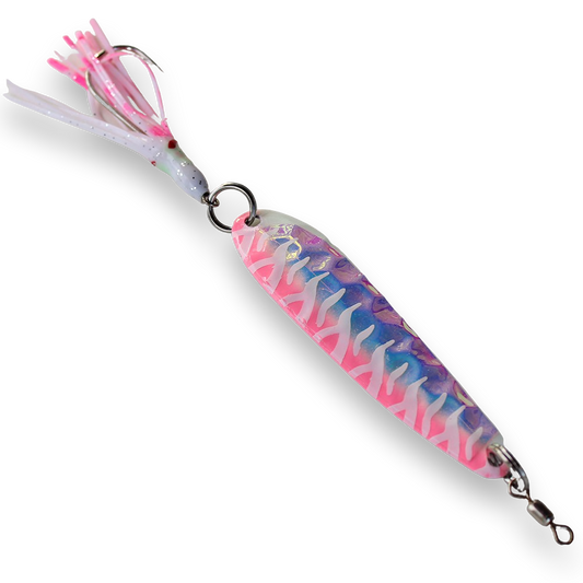 McOmies' Champion Glow Spoon with Hoochie - Pink Fire Tiger