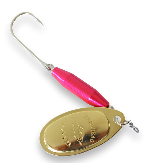 Steelhead Slammer Spinner - Candy Pink Brass