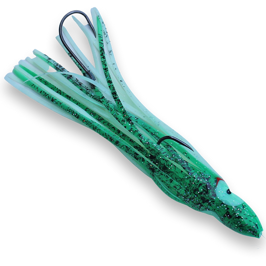 Hoochie Skirt Halibut Rig - Glow Green Spatterback