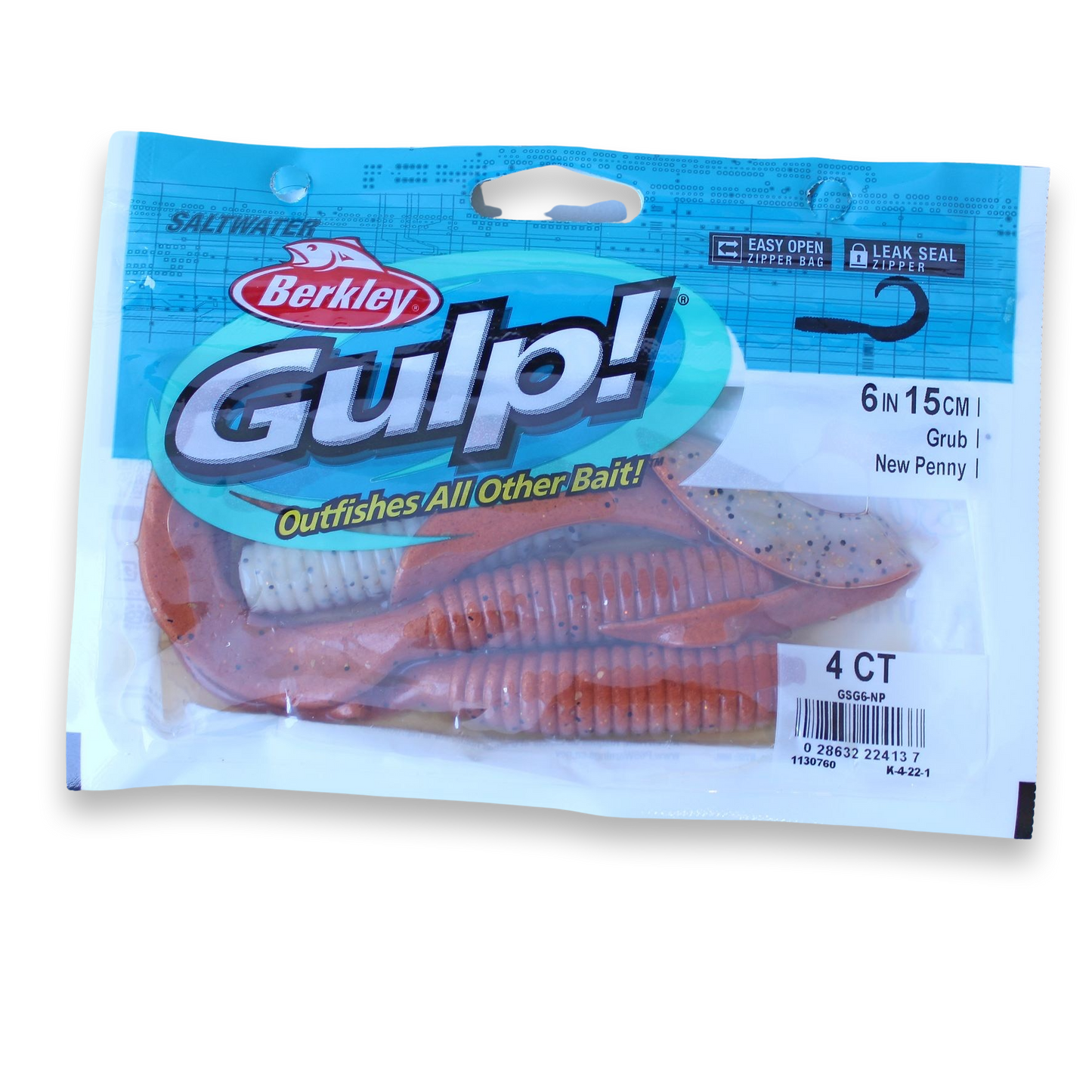 Berkley Gulp Saltwater 6" to 8" Grub - New Penny