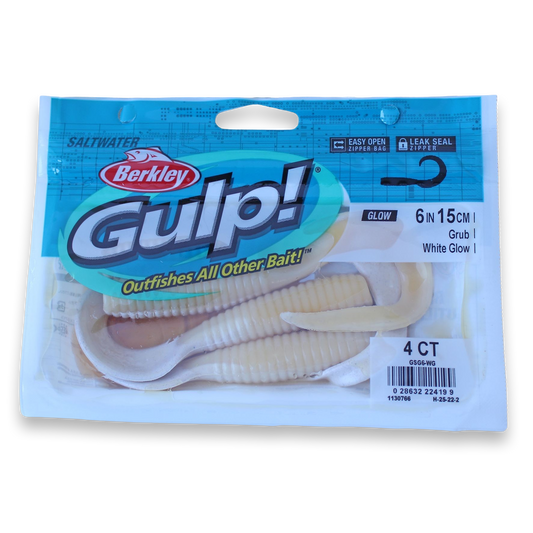 Berkley Gulp Saltwater 6" to 8" Grub - White Glow