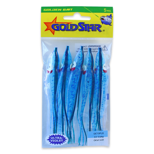 Gold Star Squid #35 Octopus 4-1/4", UV Spatterback Blue OKM144R