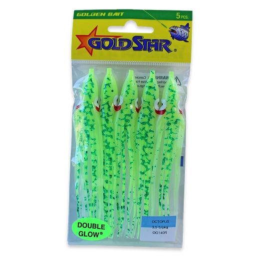 Gold Star Squid #35 Octopus 4-1/4", Glow Spatterback Chartreuse OG140R