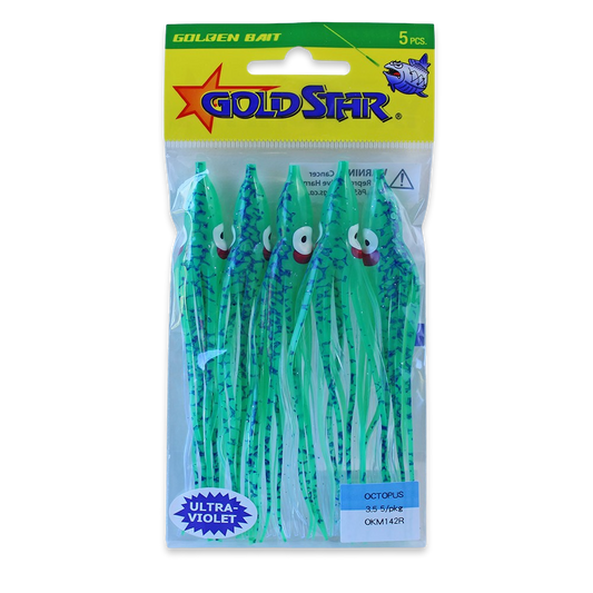 Gold Star Squid #35 Octopus 4-1/4", UV Spatterback Green OKM142R