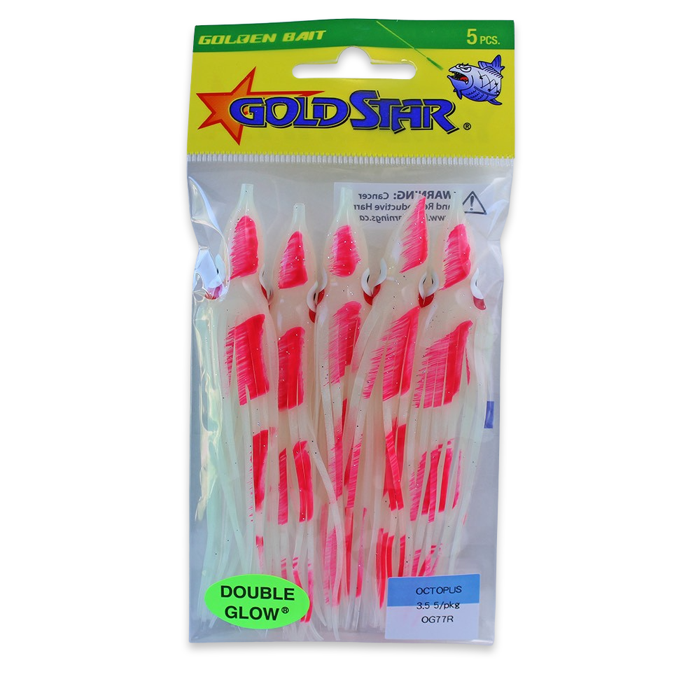 Gold Star Squid #35 Octopus 4-1/4", Pink Dot Glow OG77R