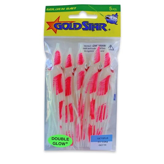 Gold Star Squid #35 Octopus 4-1/4", Pink Dot Glow OG77R