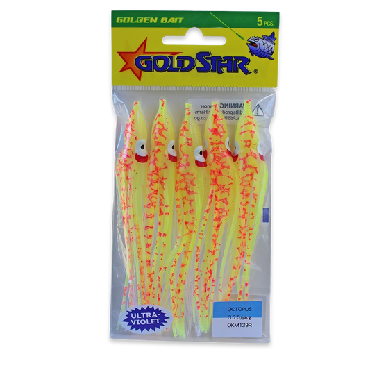 Gold Star Squid #35 Octopus 4-1/4", UV Spatterback Flame OKM139R