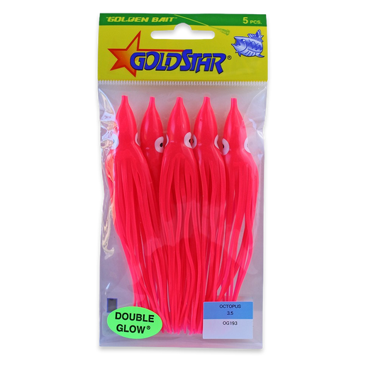 Gold Star Squid #35 Octopus 4-1/4", Glow Pink OG193