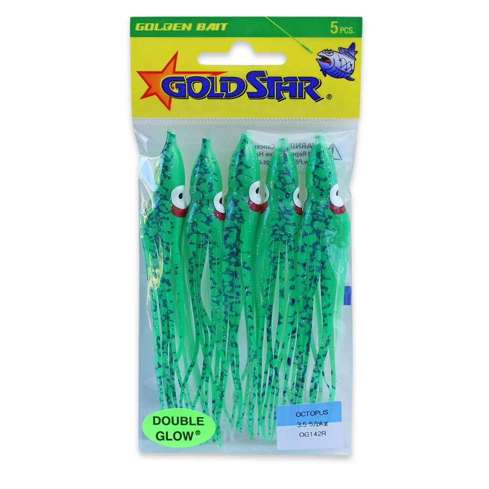 Gold Star Squid #35 Octopus 4-1/4", Glow Spatterback Green OG142R