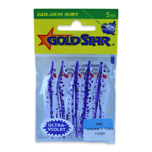 Gold Star Squid #20 Mini Sardine 2-1/4", UV Purple Spatter Back F225R