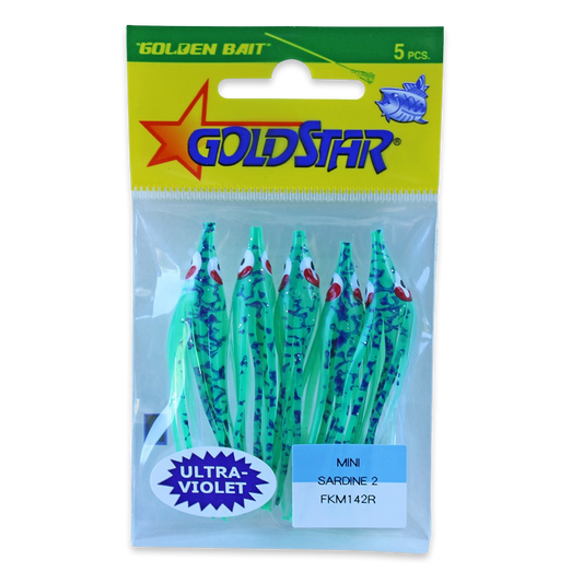 Gold Star Squid #20 Mini Sardine 2-1/4", UV Spatterback Green FKM142R